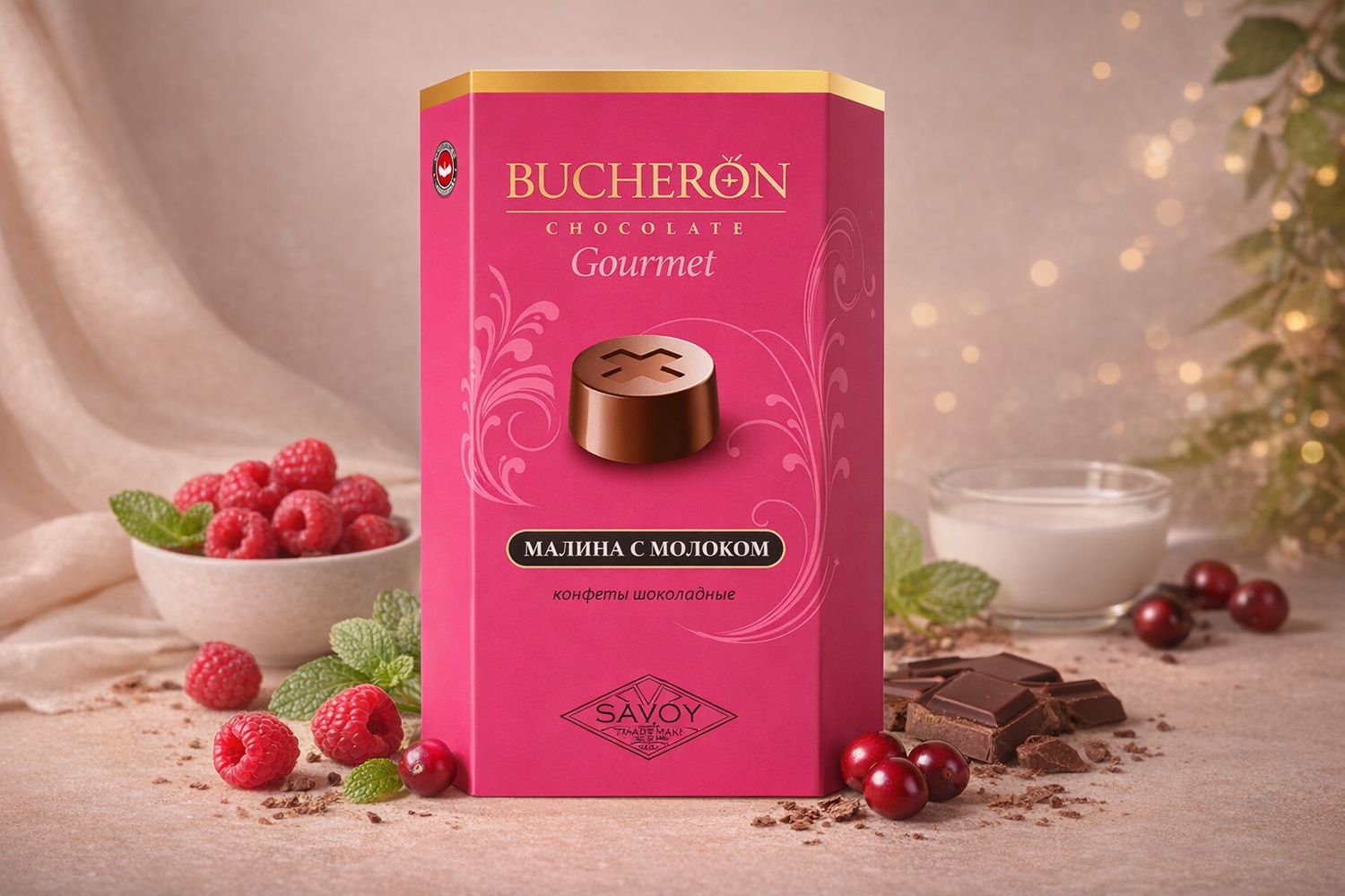 Boucheron Gourmet Chocolate Candy with Milk and Cranberry Flavor 130g