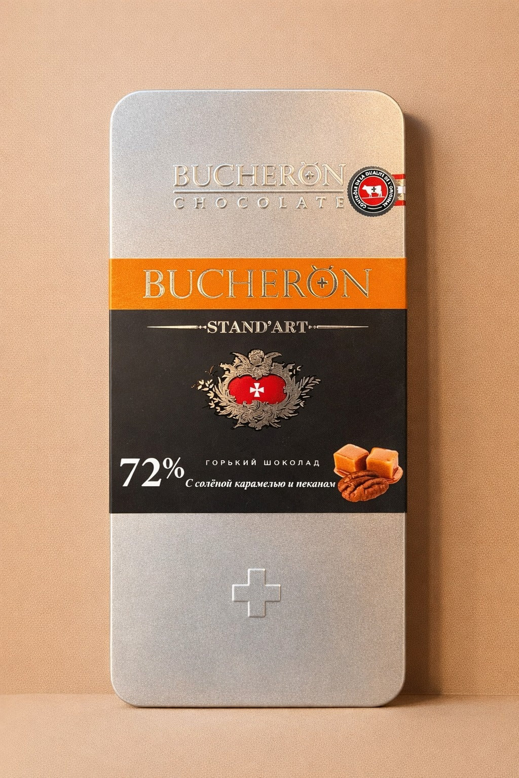 Bucheron Dark chocolate 72% with salted caramel and pecans 100g
