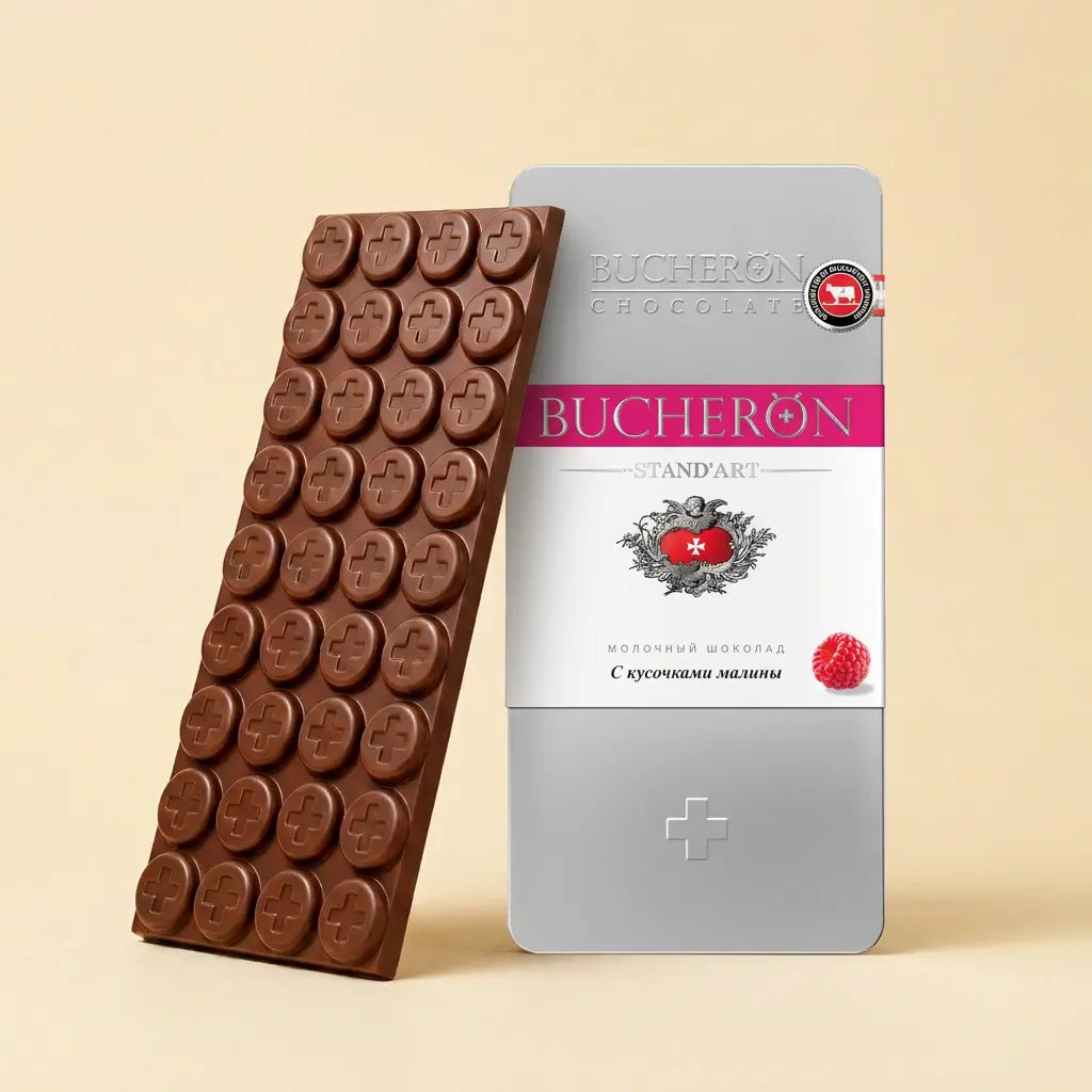 Boucheron milk chocolate with raspberry pieces 100g
